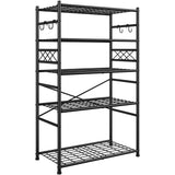 REIBII 36" Metal Storage Shelves with Hooks, Garage Shelving Unit 800lb Capacity, Easy Assembly Industrial Rack for Pantry, Kitchen, Laundry Room
