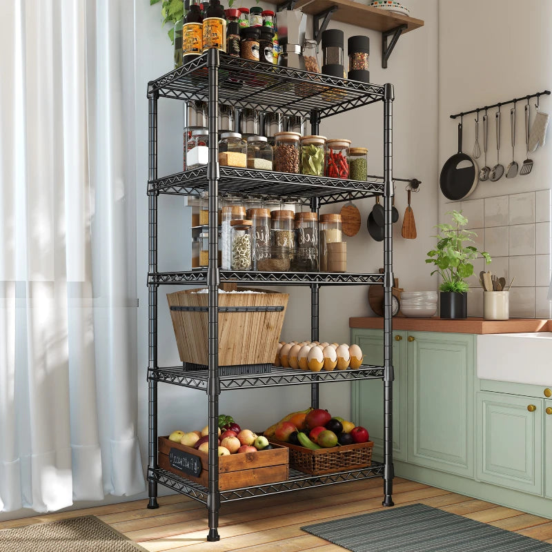 Reibii 5-Tier Adjustable Metal Wire Shelving Unit, 21.5 Inch Wide Heavy Duty 1010 LBS Storage Rack Organizer for Pantry, Kitchen, Dorm & Garage