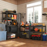 REIBII 5 Tier Laminated Metal Shelving Unit Adjustable Storage Utility Rack Heavy Duty Shelves for Kitchen Garage Pantry