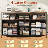 5 fabric drawers, a spacious tabletop and shelves provide ample storage for your TV accessories.