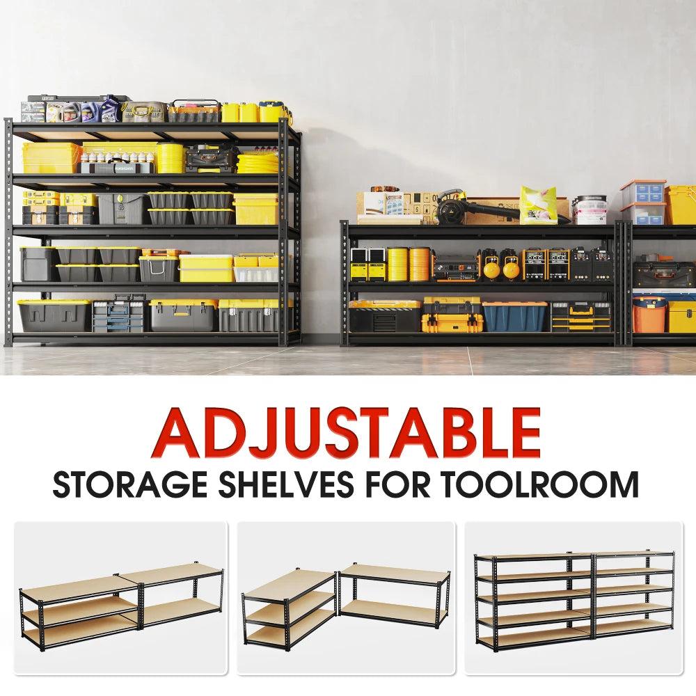 REIBII 60"W x 24"D Heavy Duty Garage Storage Shelves, 3000 lbs Adjustable Storage Rack for Large Bins, Tools, Basement, Warehouse, Workshop & Commercial Storage