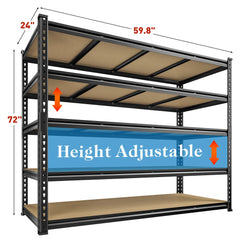 REIBII 60"W x 24"D Heavy Duty Garage Storage Shelves, 3000 lbs Adjustable Storage Rack for Large Bins, Tools, Basement, Warehouse, Workshop & Commercial Storage