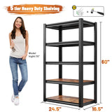 REIBII 5 Tier Laminated Metal Shelving Unit Adjustable Storage Utility Rack Heavy Duty Shelves for Kitchen Garage Pantry