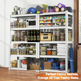 REIBII 5 Tier Laminated Metal Shelving Unit Adjustable Storage Utility Rack Heavy Duty Shelves for Kitchen Garage Pantry