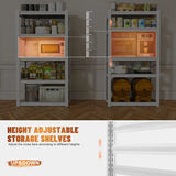 REIBII 5 Tier Laminated Metal Shelving Unit Adjustable Storage Utility Rack Heavy Duty Shelves for Kitchen Garage Pantry