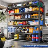 Reibii 55" W Adjustable Storage Shelves, 6-Tier Heavy Duty Garage Shelving 3300Lbs Capacity Steel Shelf, Split Into 2 Units For Garage Basement Warehouse Kitchen