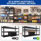 Reibii 55" W Adjustable Storage Shelves, 6-Tier Heavy Duty Garage Shelving 3300Lbs Capacity Steel Shelf, Split Into 2 Units For Garage Basement Warehouse Kitchen