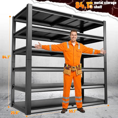 REIBII Heavy Duty Industrial Garage Shelving,6-Tier Adjustable Storage Shelving Units For Basement&Warehouse