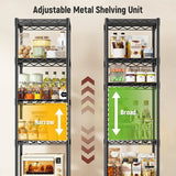 Reibii Metal Wire Rack Shelving for Small Space, 53"H x 15.8"W Adjustable Storage Rack for Kithcen Pantry Laundry