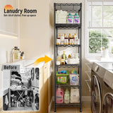 Reibii Metal Wire Rack Shelving for Small Space, 53"H x 15.8"W Adjustable Storage Rack for Kithcen Pantry Laundry