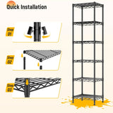 Reibii Metal Wire Rack Shelving for Small Space, 53"H x 15.8"W Adjustable Storage Rack for Kithcen Pantry Laundry