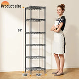 Reibii Metal Wire Rack Shelving for Small Space, 53"H x 15.8"W Adjustable Storage Rack for Kithcen Pantry Laundry