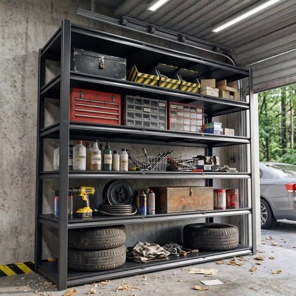 High Capacity Garage Shelving Rack Built for Heavy Loads,Industrial Storage Rack with Strong Weight Capacity for Garage Organization