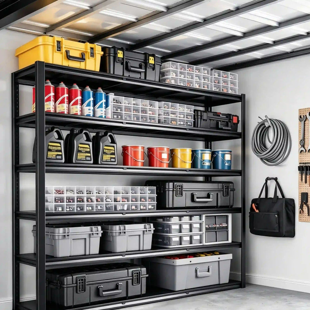 Heavy Duty Garage Shelving Unit with Adjustable Metal Storage Racks for Garage, Warehouse and Workshop Organization