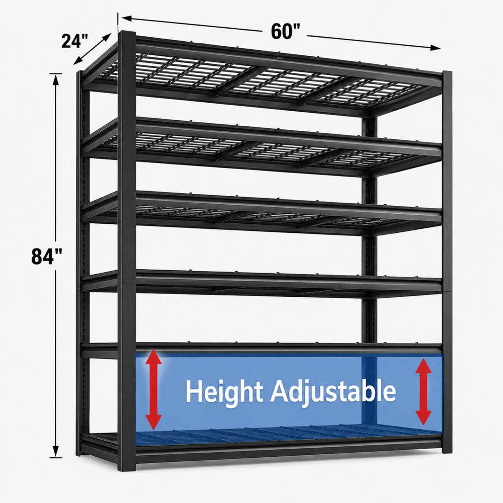 6-tier Adjustable Shelves for Storage,60" W x 24" D x 84" H