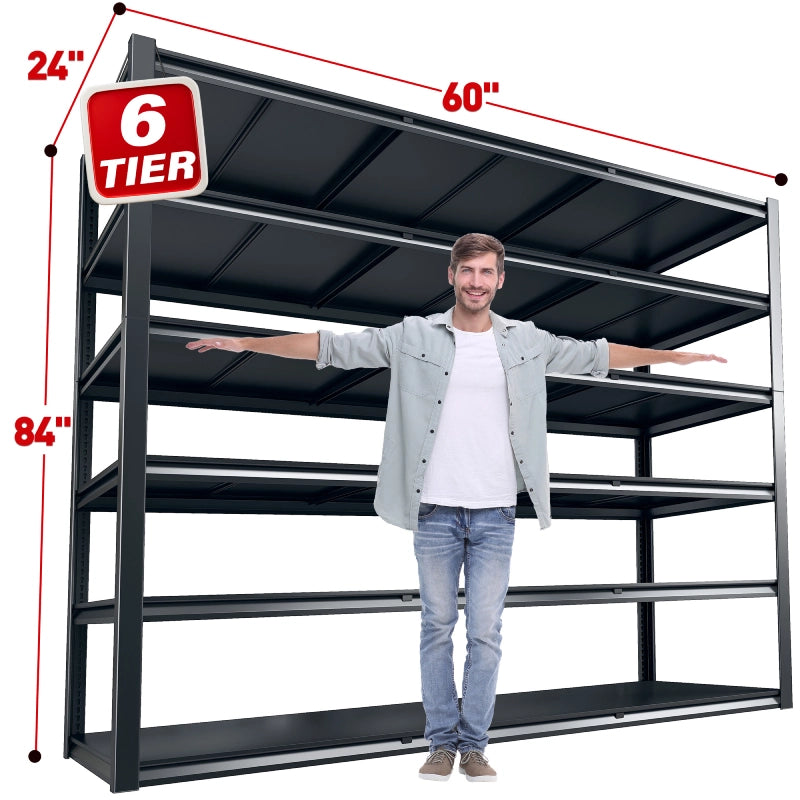6-tier Heavy Duty Industrial Storage Shelves,Adjustable Metal Shelving for Warehouse