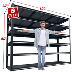 6-tier Heavy Duty Industrial Storage Shelves,Adjustable Metal Shelving for Warehouse