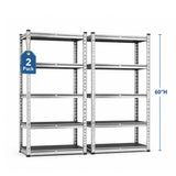Reibii 5-Tier Galvanized PP Storage Racks for Kitchen, Pantry, Garage, Warehouse – Heavy Duty Metal Shelf Organizer