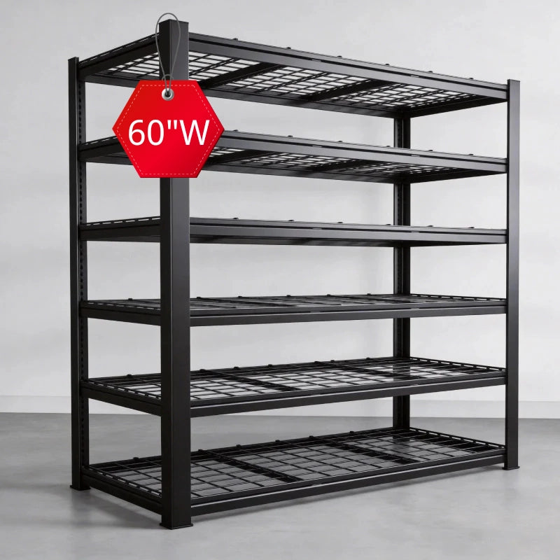 REIBII 60" W x 84" H Industrial Shelving Unit 3300 lbs Heavy Duty Storage Shelves, Adjustable Storage Rack for Commercial Warehouse