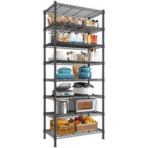 Reibii 8-Tier Wire Shelving Storage Rack, Adjustable Metal Shelving Unit, 1200LBS Capacity, Strong Coating, Plastic Foot Pads, 2-Way Use for Kitchen, Office & Commercial Use