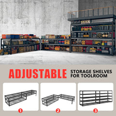 REIBII 60" W Heavy Duty Metal Shelving Unit, Adjustable Shelves for Storage, Rust-Proof Shelving for Garage, Industrial, Warehouse, Basement