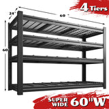 REIBII 60"W x 60"H Storage Shelves 2550LBS Adjustable Heavy Duty Garage Shelving for Pantry Garage Basement