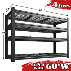 REIBII 4-Shelf Storage Shelves 2550LBS Adjustable Heavy Duty Garage Shelving for Garage Basement