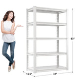 REIBII 63" H White Metal Shelving Unit, 2010 LBS Adjustable Heavy Duty Storage Shelves, Utility Rack for Pantry Kitchen