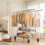 Raybee 570 LBS Heavy Duty Rolling Clothes Rack with Shelves, Adjustable Commercial Clothing Rack