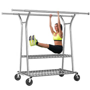 Raybee 570 LBS Heavy Duty Rolling Clothes Rack with Shelves, Adjustable Commercial Clothing Rack