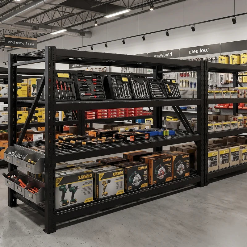 REIBII 60"W 11000LBS Heavy Duty Garage Shelving,Adjustable Metal Shelves for Warehouse, Commercial, Shop, Basement