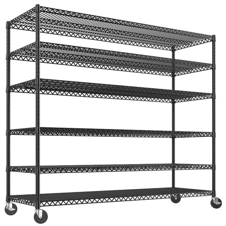 REIBII 6-Tier Heavy Duty Wire Shelving Unit with Wheels, 3598lbs Capacity, Adjustable Storage Rack for Kitchen, Pantry, Warehouse & Industrial