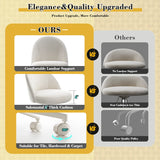 Vanity Chair with Wheels, Velvet Desk Chair, Armless Office Chair, Ergonomic Chair with Lumbar Support for Bedroom