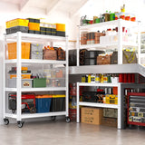 REIBII 59.8"H 4-Tier Rolling Metal Shelving Rack 530LBS Adjustable Shelving Units for Pantry, Kitchen, Basement