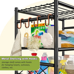 REIBII Metal Storage Shelves Organizer, Adjustable Leveling Feet Utility Shelving Unit, Space-Saving Pantry Shelf for Kitchen, Laundry Room & Home