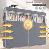 Raybee 76"W Heavy Duty Clothes Rack with Cover,1150LBS Wardrobe Closet,Adjustable Portable Closet for Bedroom