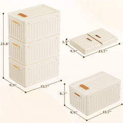 Enhomee stackable storage bins with Lids,Plastic Storage Bins with Lids Closet Organizer