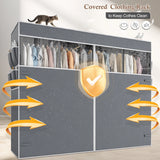 Raybee 76"W Heavy Duty Clothes Rack with Cover,1150LBS Wardrobe Closet,Adjustable Portable Closet for Bedroom