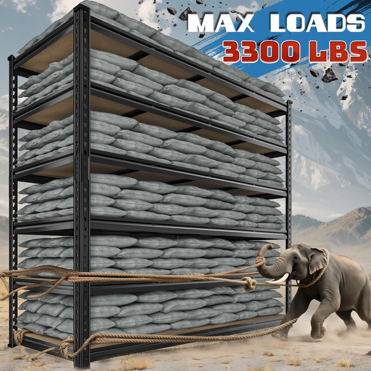 REIBII 6-tier garage storage shelves with 3000 lbs total load capacity