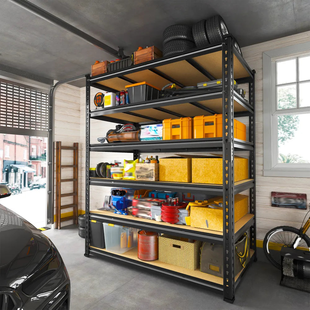Reibii 55"W x 24"D Heavy Duty Garage Shelving Units, 3060 LBS Adjustable Metal Storage Shelves for Large Bins, Workshop & Warehouse