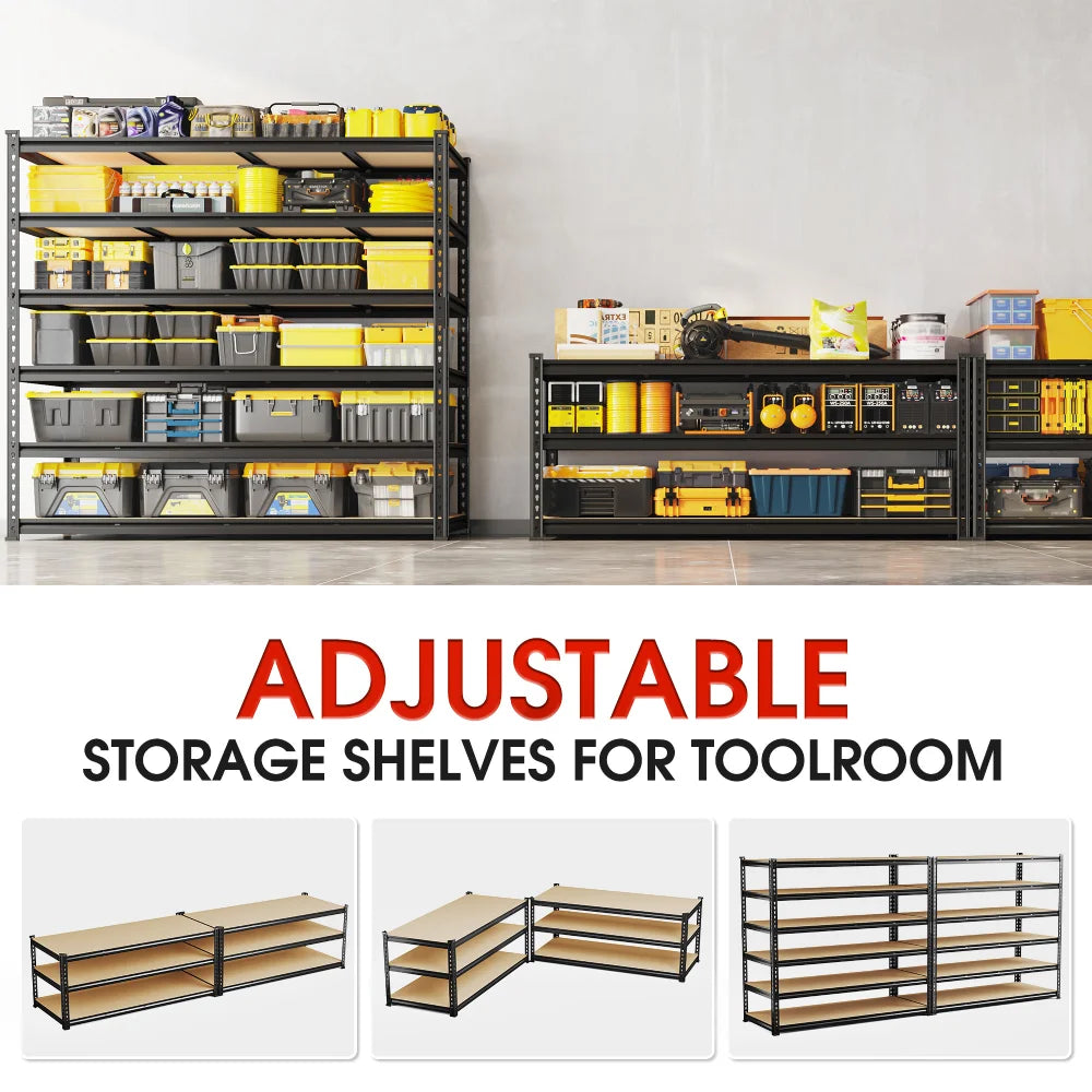 REIBII 60"W x 24"D Heavy Duty Garage Storage Shelves, 3000 lbs Adjustable Storage Rack for Large Bins, Tools, Basement, Warehouse, Workshop & Commercial Storage