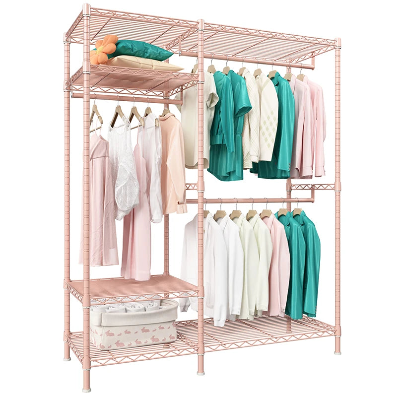 Raybee pink clothing rack with shelves