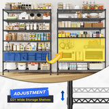  Heavy Duty Storage Shelves, Tall Adjustable Metal Shelving Units with Spider Web Design, Tool-Free Assembly for Garage, Warehouse, Pantry Organization