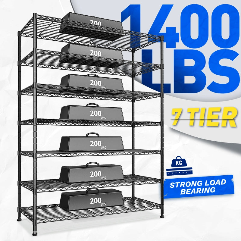  Heavy Duty Storage Shelves, Tall Adjustable Metal Shelving Units with Spider Web Design, Tool-Free Assembly for Garage, Warehouse, Pantry Organization