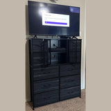 Tall Fabric Drawer Dresser with 10 Bins, Mesh Door Storage with Wood Top - Bedroom, Dorm & Apartment Organizer