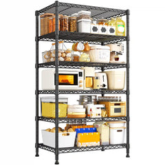 REIBII 71"H Wire Shelving Units,6 Tier Storage Shelves,Adjustable Detachable Storage Shelving Unit for Kitchen Laundry Pantry Garage Commercial