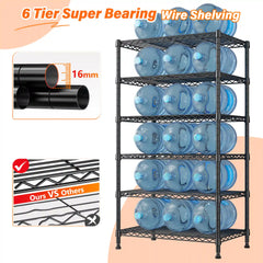 REIBII 71"H Wire Shelving Units,6 Tier Storage Shelves,Adjustable Detachable Storage Shelving Unit for Kitchen Laundry Pantry Garage Commercial