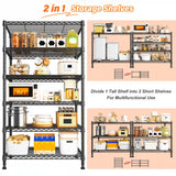 REIBII 71"H Wire Shelving Units,6 Tier Storage Shelves,Adjustable Detachable Storage Shelving Unit for Kitchen Laundry Pantry Garage Commercial