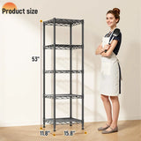 Reibii Metal Wire Rack Shelving for Small Space, 53"H x 15.8"W Adjustable Storage Rack for Kithcen Pantry Laundry