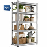 Reibii 5-Tier Galvanized PP Storage Racks for Kitchen, Pantry, Garage, Warehouse – Heavy Duty Metal Shelf Organizer